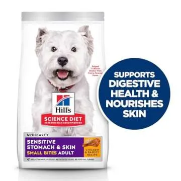 Hill's Science Diet Sensitive Stomach & Skin, Adult 1-6, Stomach & Skin Sensitivity Support, Small Kibble, Dry Dog Food, Chicken Recipe, 15 lb Bag