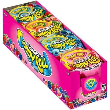 Push Pop Gummy Roll Valentine's Candy Gummies - 8 Ct Bulk Individually Wrapped Gummy Candy in Assorted Fruity Flavors - Fun Gummy Candy Gifts For Party Favors, Treats for Kids