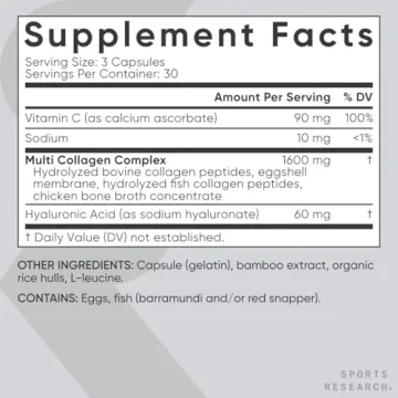 Sports Research Multi Collagen Pills for Skin and Hair Health