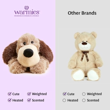 Warmies Microwavable & Weighted Stuffed Animals, Brown Dog - Heated Stuffed Animal Plushie for Warmth & Comfort - Cute Soft Plush Toys for Adults & Children (Boys, Girls, Babies & Toddlers)