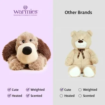 Warmies Microwavable & Weighted Stuffed Animals, Brown Dog - Heated Stuffed Animal Plushie for Warmth & Comfort - Cute Soft Plush Toys for Adults & Children (Boys, Girls, Babies & Toddlers)