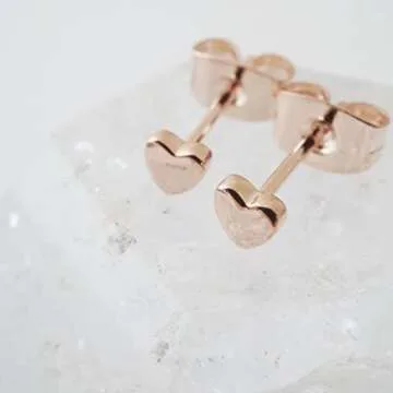 HONEYCAT Tiny Heart Stud Earrings - Minimalist Delicate Jewelry in 18k Rose Gold Plated