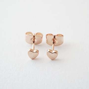 HONEYCAT Tiny Heart Stud Earrings | 18k Rose Gold Plated