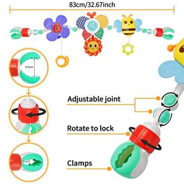 Stroller Arch Toy - Clip On Baby Pram Activity Arch Musical Sensory Toys Crib Bouncer Accessories, Foldable Travel Bassinet Car Seat Toy for Babies Infants Newborn 0 3 6 9 12 Months (Butterfly)