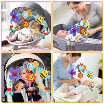 Stroller Arch Toy - Clip On Baby Pram Activity Arch Musical Sensory Toys Crib Bouncer Accessories, Foldable Travel Bassinet Car Seat Toy for Babies Infants Newborn 0 3 6 9 12 Months (Butterfly)