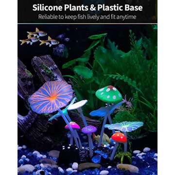 Uniclife Aquarium Coral Plant Ornament with Glowing Effect - Imitative Mushroom Lotus Leaf Decoratio...