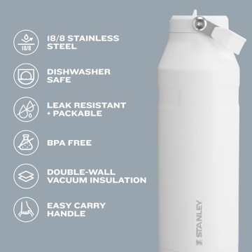 Stanley IceFlow Flip Straw 2.0 Water Bottle 24 OZ | Built-In Straw with Larger Opening | Lightweight & Leak-Resistant | Insulated Stainless Steel | BPA-Free | Frost