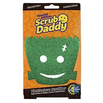 Scrub Daddy Halloween Scrubber, Cleaning Sponges for Washing Up, Dish, Kitchen Sponge, Non Scratch Multi-Use Scrubbing, FlexTexture Firm & Soft Design, Dishwashing Safe, 3-Pack