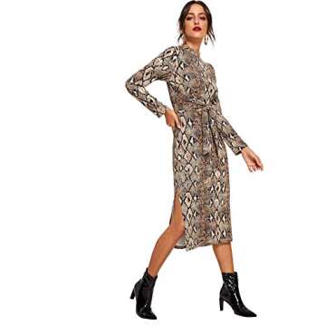Floerns Women's Snakeskin Print Midi Dress - Elegant & Stylish