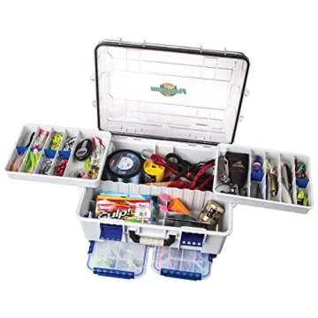 Flambeau Outdoors 4000WPBC Tackle Box - HD Waterproof Tackle Satchel System, 2 Removable Waterproof Tuff Tainers, Floating Satchel, Fishing Tackle & Gear Storage, Zerust Anti-Rust Dividers, Gray/Clear