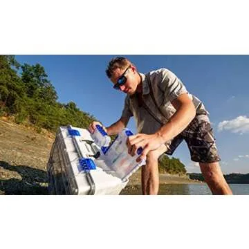 Flambeau Outdoors 4000WPBC Tackle Box - HD Waterproof Tackle Satchel System, 2 Removable Waterproof Tuff Tainers, Floating Satchel, Fishing Tackle & Gear Storage, Zerust Anti-Rust Dividers, Gray/Clear