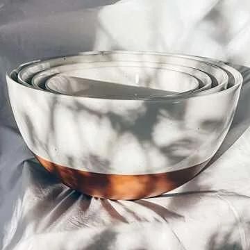 Mora Ceramic Large Mixing Bowls - Set of 2 Nesting Bowls for Cooking, Serving, Popcorn, Salad etc - Microwavable Kitchen Stoneware, Oven, Microwave and Dishwasher Safe - Extra Big 2.5 & 1.6 Qt - White