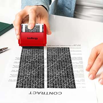 LioNergy Identity Protection Roller Stamp, 1.5 Inch Wide Roller Identity Theft Prevention Security Stamp - Red