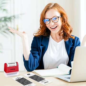 LioNergy Identity Protection Roller Stamp, 1.5 Inch Wide Roller Identity Theft Prevention Security Stamp - Red