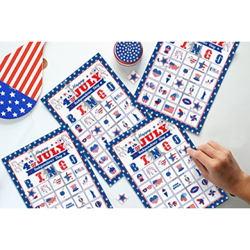 Patriotic 32 Players 4th of July Bingo Game Cards