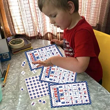 Patriotic 32 Players 4th of July Bingo Game Cards