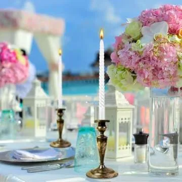 Taper Candles,10 inch-Set of 4 Metal StyleTapered Candles, Long Candle,Tall Candlesticks, Long Candle Sticks,Spiral Taper Candle,Home Dinner, Party, Wedding, Halloween (4, White, 10 inch)