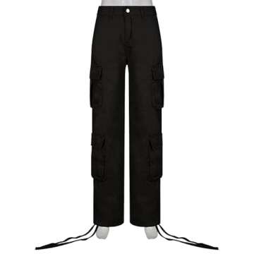 QYANGG Baggy Cargo Pants Women High Waist Pants for Women Loose Pocket Jogger Straight Wide Leg Y2K Cargo Pants