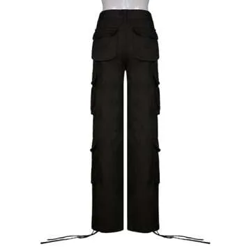 QYANGG Baggy Cargo Pants Women High Waist Pants for Women Loose Pocket Jogger Straight Wide Leg Y2K Cargo Pants