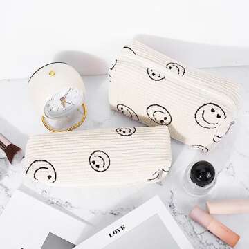 SOIDRAM Smile Face Cosmetic Bag Set - Chic Travel Pouch for Women