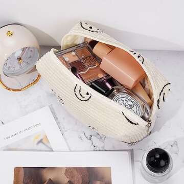 SOIDRAM Smile Face Cosmetic Bag Set - Chic Travel Pouch for Women