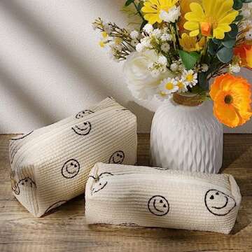 SOIDRAM Smile Face Cosmetic Bag Set - Chic Travel Pouch for Women