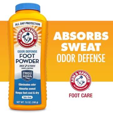 Arm & Hammer Foot Powder for Shoes & Feet, Talc-Free Odor & Moisture Control for Men & Women, 7 oz (...