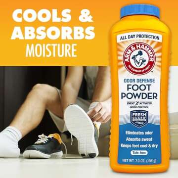 Arm & Hammer Foot Powder for Shoes & Feet, Talc-Free Odor & Moisture Control for Men & Women, 7 oz (3 Pack)