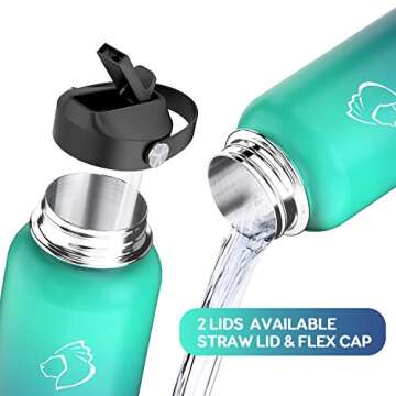 BUZIO 40 oz Double Wall Stainless Steel Water Bottle