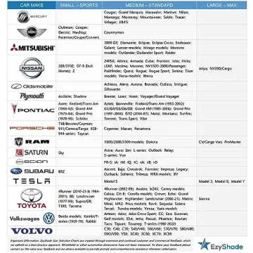 EzyShade Windshield Sun Shade with Shield-X Reflective Technology. See Size-Chart with Your Vehicle. Foldable 2-Piece Car Sunshades Reflect UV Sun and Heat and Protect Your Car. Standard (Medium) Size