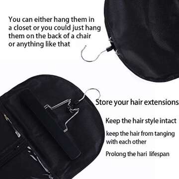 RJM Portable Wig Hair Extension Storage Bag with Hanger