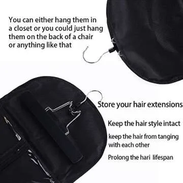 RJM Portable Wig Hair Extension Storage Bag with Hanger