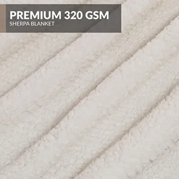 Ivory White Sherpa Throw Blanket 50x60 with Pom Poms