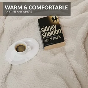 Ivory White Sherpa Throw Blanket 50x60 with Pom Poms