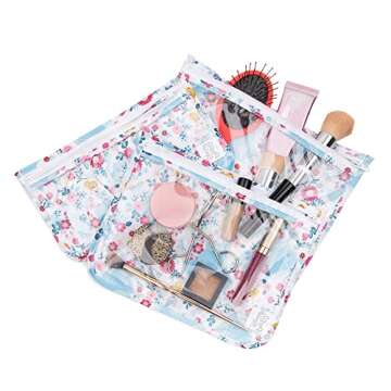 Bumkins Disney Travel Bag, Toiletry, TSA Approved Pouch, Zip Bag, Quart Size Airline Compliant, Clear-Sided, Baby, Diaper Bag Organization, Accessories, Packing, Set of 3 Sizes, Cinderella