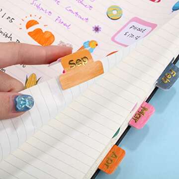 Outus 24 Pieces Monthly Tabs for Planner Adhesive Monthly Planner Tabs Stickers Colorful Neutral Metallic Stickers Designer Accessories Decorative Adhesive Index for Office Study