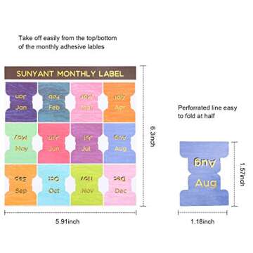 Outus 24 Pieces Monthly Tabs for Planner Adhesive Monthly Planner Tabs Stickers Colorful Neutral Metallic Stickers Designer Accessories Decorative Adhesive Index for Office Study