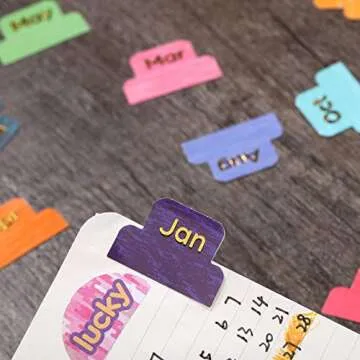 Outus 24 Pieces Monthly Tabs for Planner Adhesive Monthly Planner Tabs Stickers Colorful Neutral Metallic Stickers Designer Accessories Decorative Adhesive Index for Office Study