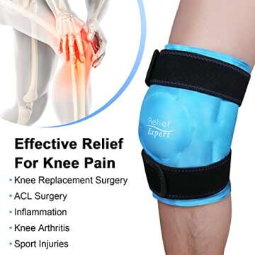 Relief Expert Ice Pack Wrap for Knee - Reusable Gel Therapy Cold Pack