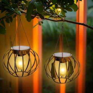 Solar Lanterns Outdoor Waterproof - 2 Pack Solar Outdoor Lanterns, 15" Solar Lights Outdoor Hanging,...