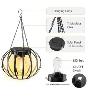 Solar Lanterns Outdoor Waterproof - 2 Pack Solar Outdoor Lanterns, 15" Solar Lights Outdoor Hanging, Lanterns Decorative Outdoor Pumpkin Shape