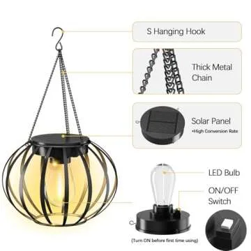 Solar Lanterns Outdoor Waterproof - 2 Pack Solar Outdoor Lanterns, 15" Solar Lights Outdoor Hanging, Lanterns Decorative Outdoor Pumpkin Shape