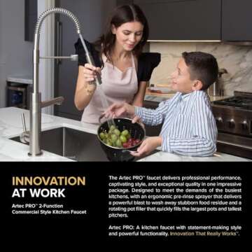 KRAUS Artec Pro (1 st Gen) Commercial Style Pre-Rinse Single Handle Kitchen Faucet (No Pull Down) with Pot Filler in Brushed Gold/Matte Black, KPF-1603BGMB