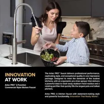 KRAUS Artec Pro (1 st Gen) Commercial Style Pre-Rinse Single Handle Kitchen Faucet (No Pull Down) with Pot Filler in Brushed Gold/Matte Black, KPF-1603BGMB