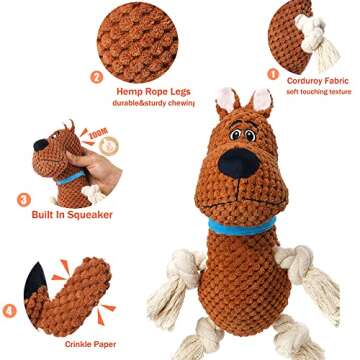 napojoy Dog Toys, Stuffed Dog Toys for Medium Large Dogs Boredom, Squeaky Dog Chew Toy with Crinkle ...