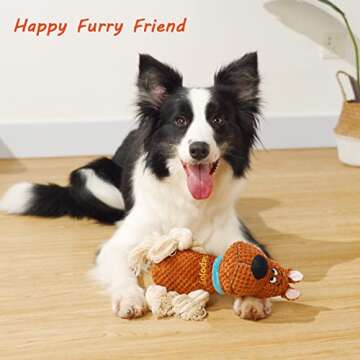 napojoy Dog Toys, Stuffed Dog Toys for Medium Large Dogs Boredom, Squeaky Dog Chew Toy with Crinkle Paper, Outdoor Puppy Toys Interactive Tough Plush Rope Toys for Aggressive Chewers