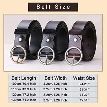 SUOSDEY Black Women Leather Belt with Fashion Golden Buckle, Designer Belts for Women