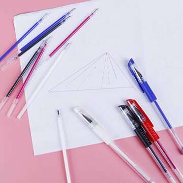 4 Pieces Heat Erase Pens with 40 Heat Erasable Fabric Refills Marking for Sewing, Quilting and Dressmaking(4 Colors)