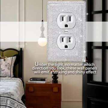 Gaocai Outlet Covers Silver Shiny Rhinestones Wall Plates Light Switch Cover Plate Decorative Wall Plate Single Toggle Outlets Covers Durable Switch Covers