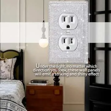 Gaocai Outlet Covers Silver Shiny Rhinestones Wall Plates Light Switch Cover Plate Decorative Wall Plate Single Toggle Outlets Covers Durable Switch Covers